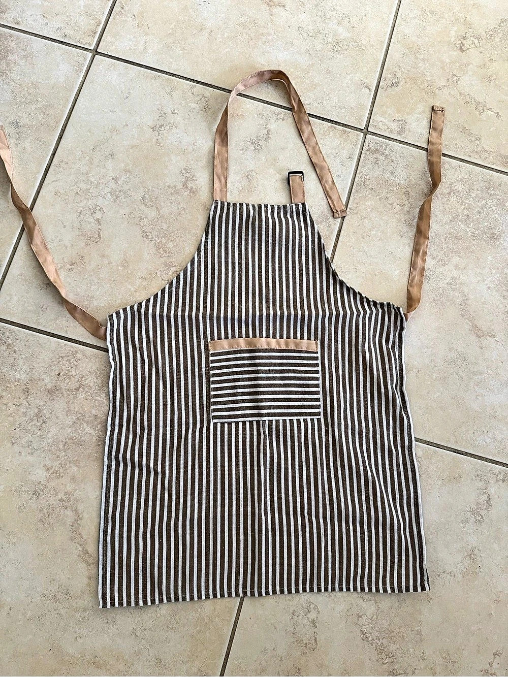 Kids play chef kitchen Brown & White Striped Apron